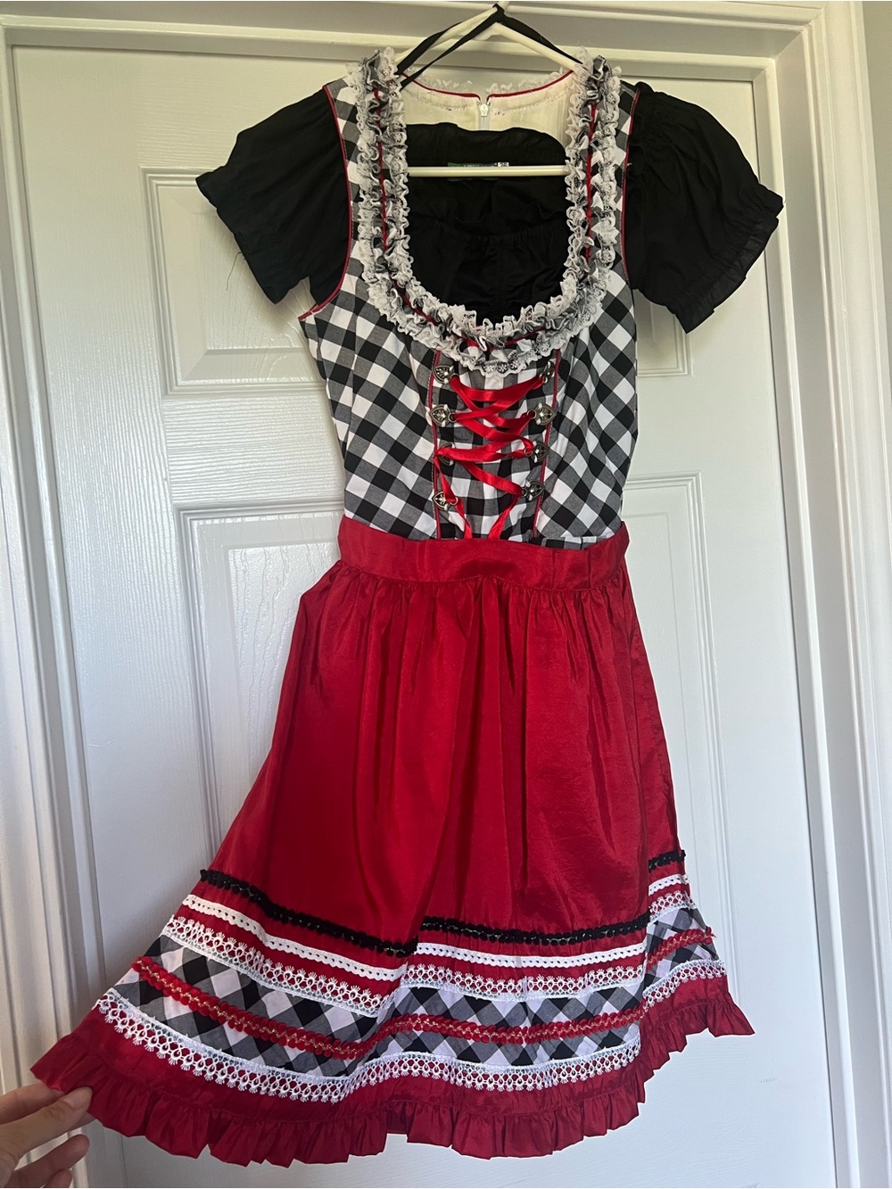 Traditional German Red & Black Dirndl Dress